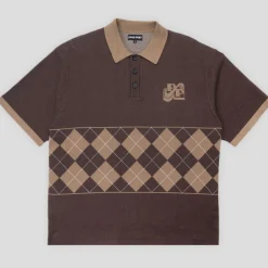Pass~Port Tilde Stamp Knit Polo - Chocolate