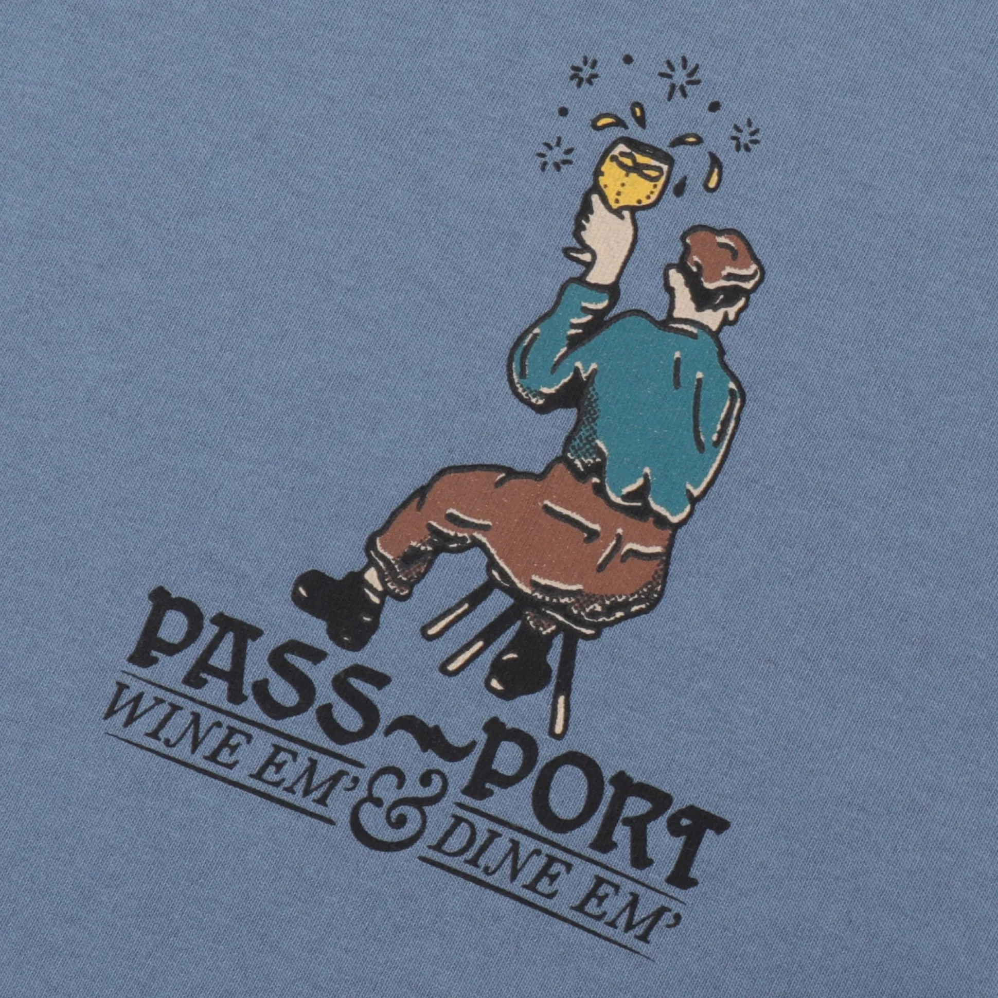 Pass~Port Wine Em' Tee - Stonewash Blue