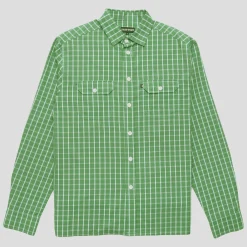 Pass~Port Workers Check Shirt Long Sleeve - Green