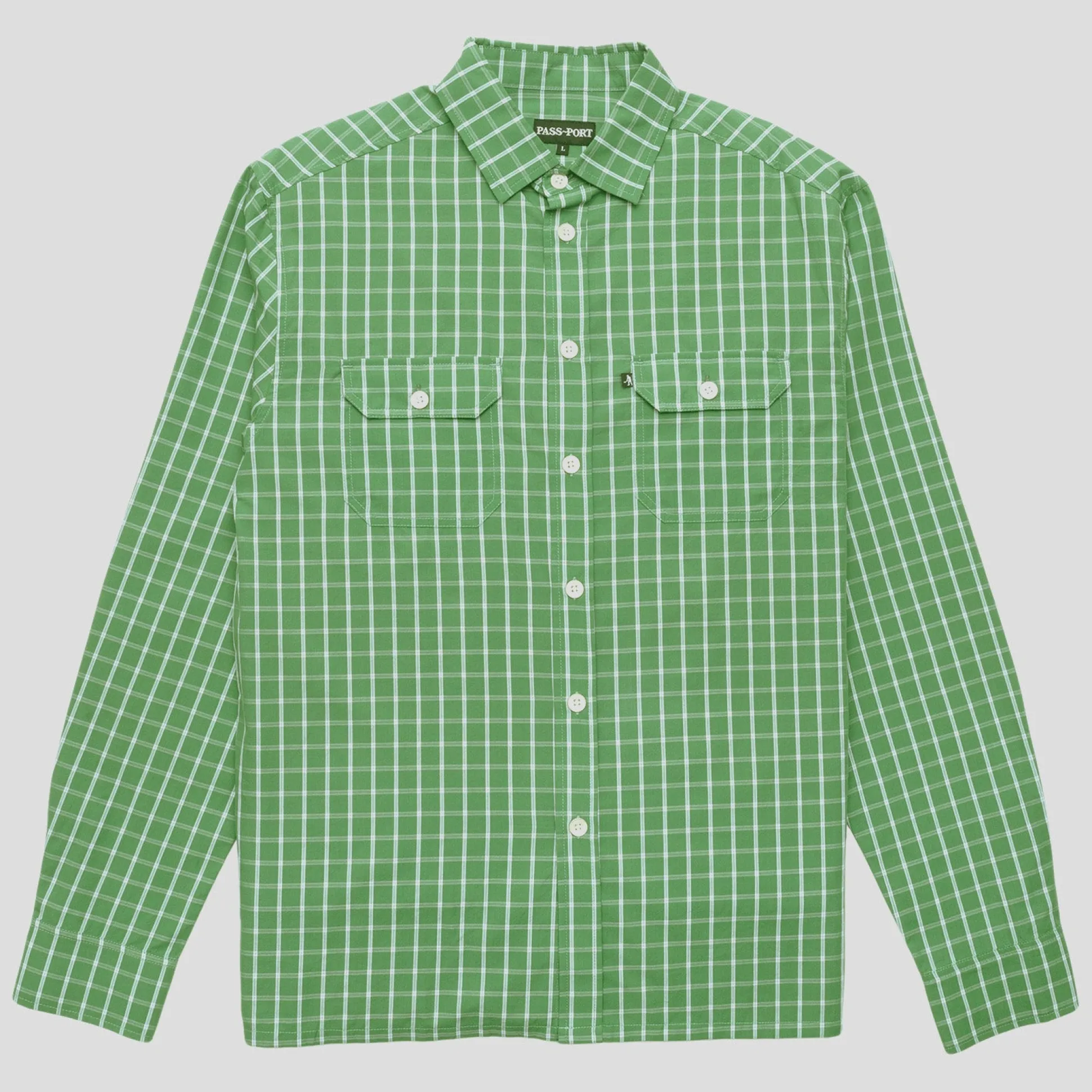 Pass~Port Workers Check Shirt Long Sleeve - Green