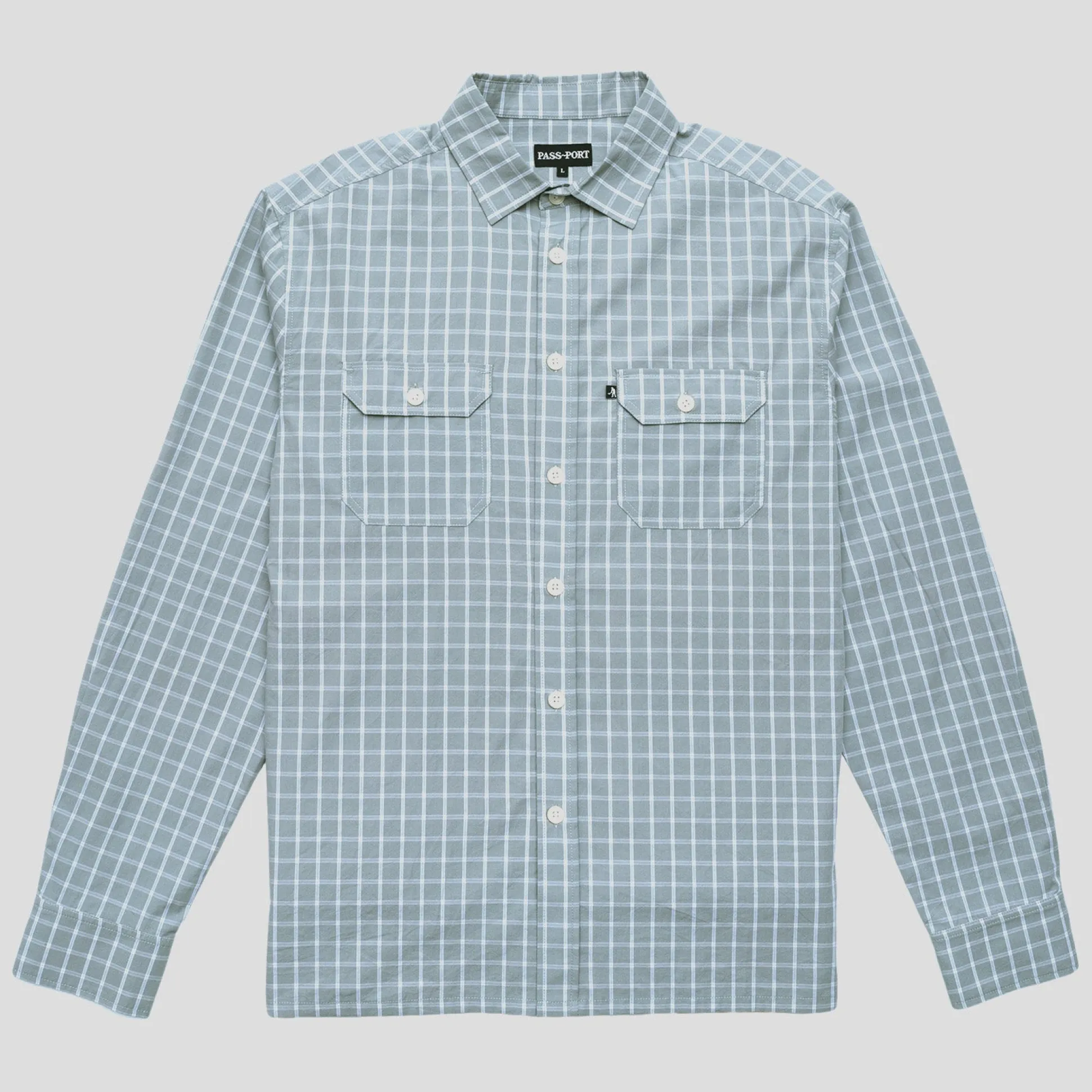 Pass~Port Workers Check Shirt Long Sleeve - Stone