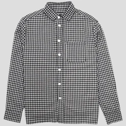 Pass~Port Workers Check Shirt Long Sleeve - Black