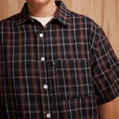 Pass~Port Workers Check Short Sleeve Shirt - Navy