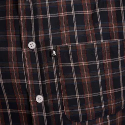 Pass~Port Workers Check Short Sleeve Shirt - Navy