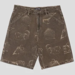 Pass~Port Workers Club Denim Short - Laser Etched Trinkets Over-Dye Br