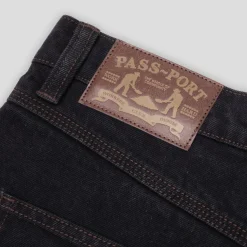 Pass~Port Workers Club Denim Jean - Washed Black / Brown Stitch