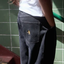 Pass~Port Workers Club Denim Jean - Washed Black / Brown Stitch