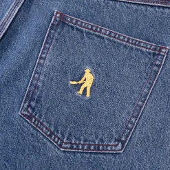 Pass~Port Workers Club Denim Jean - Washed Dark Indigo / Maroon Stitch
