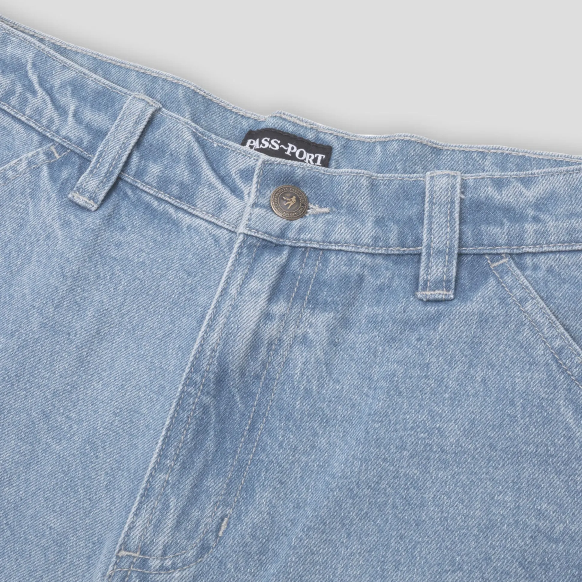 Pass~Port Workers Club Jean Short - Faded Washed Light Indigo