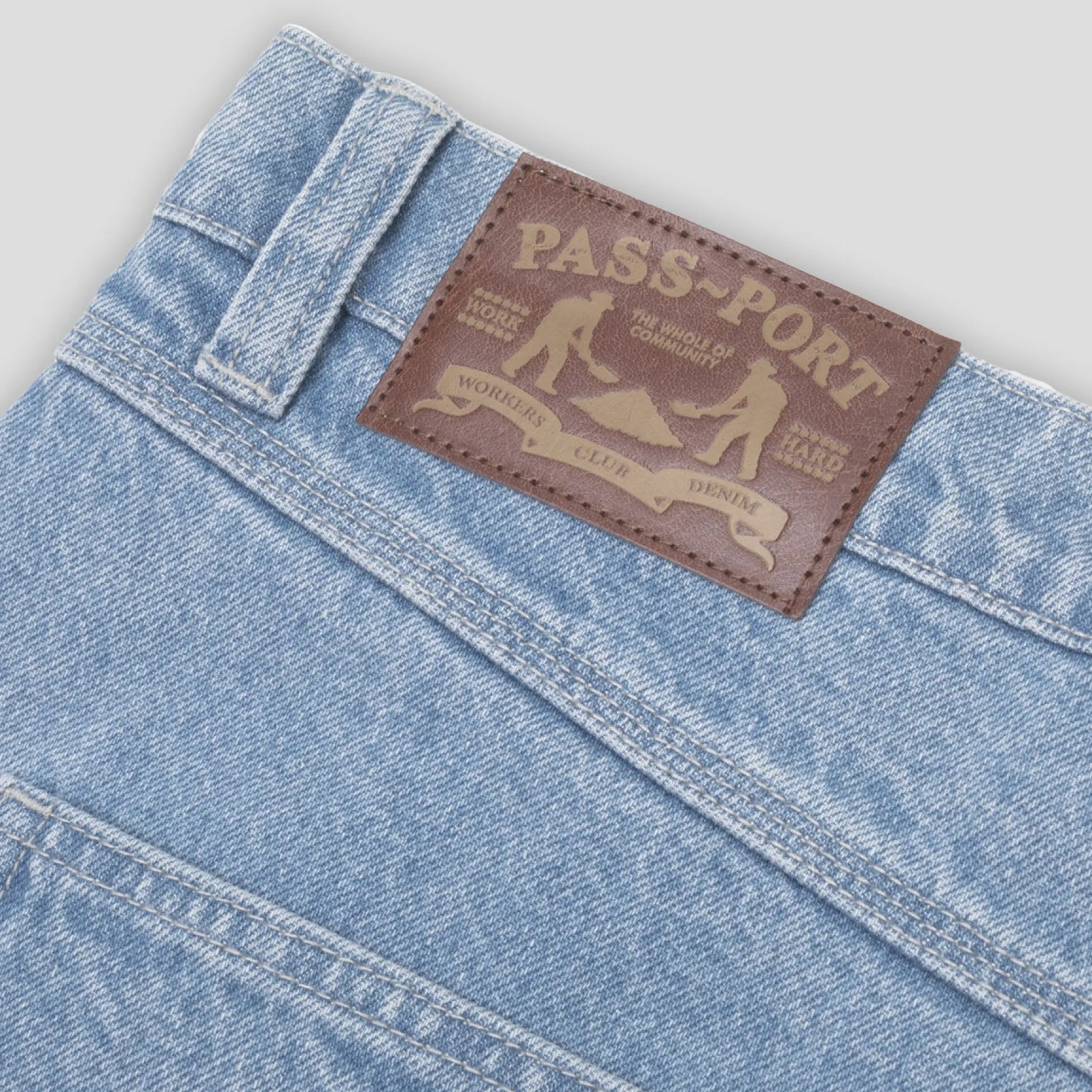Pass~Port Workers Club Jean Short - Faded Washed Light Indigo