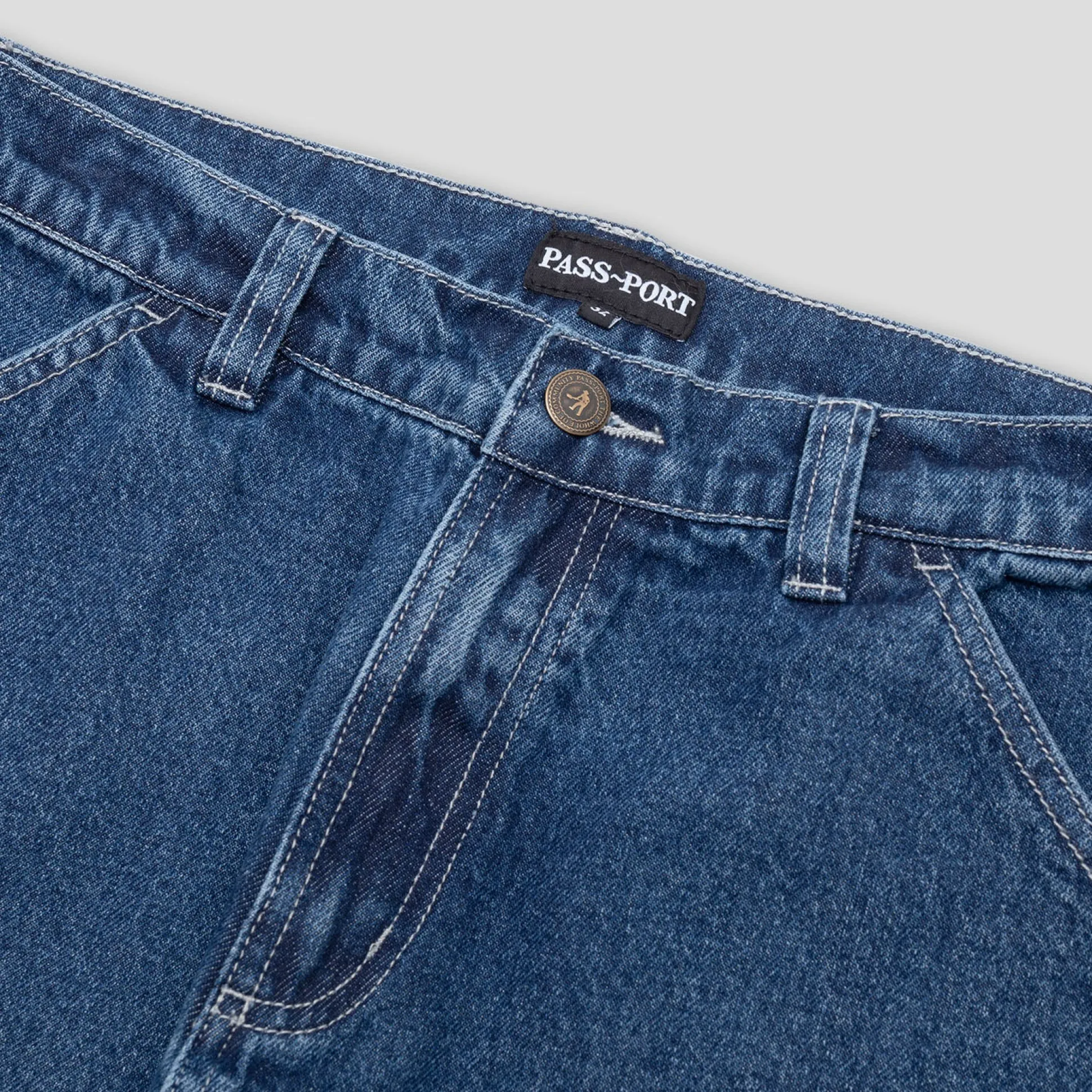 Pass~Port Workers Club Jean Pant - Faded Washed Dark Indigo