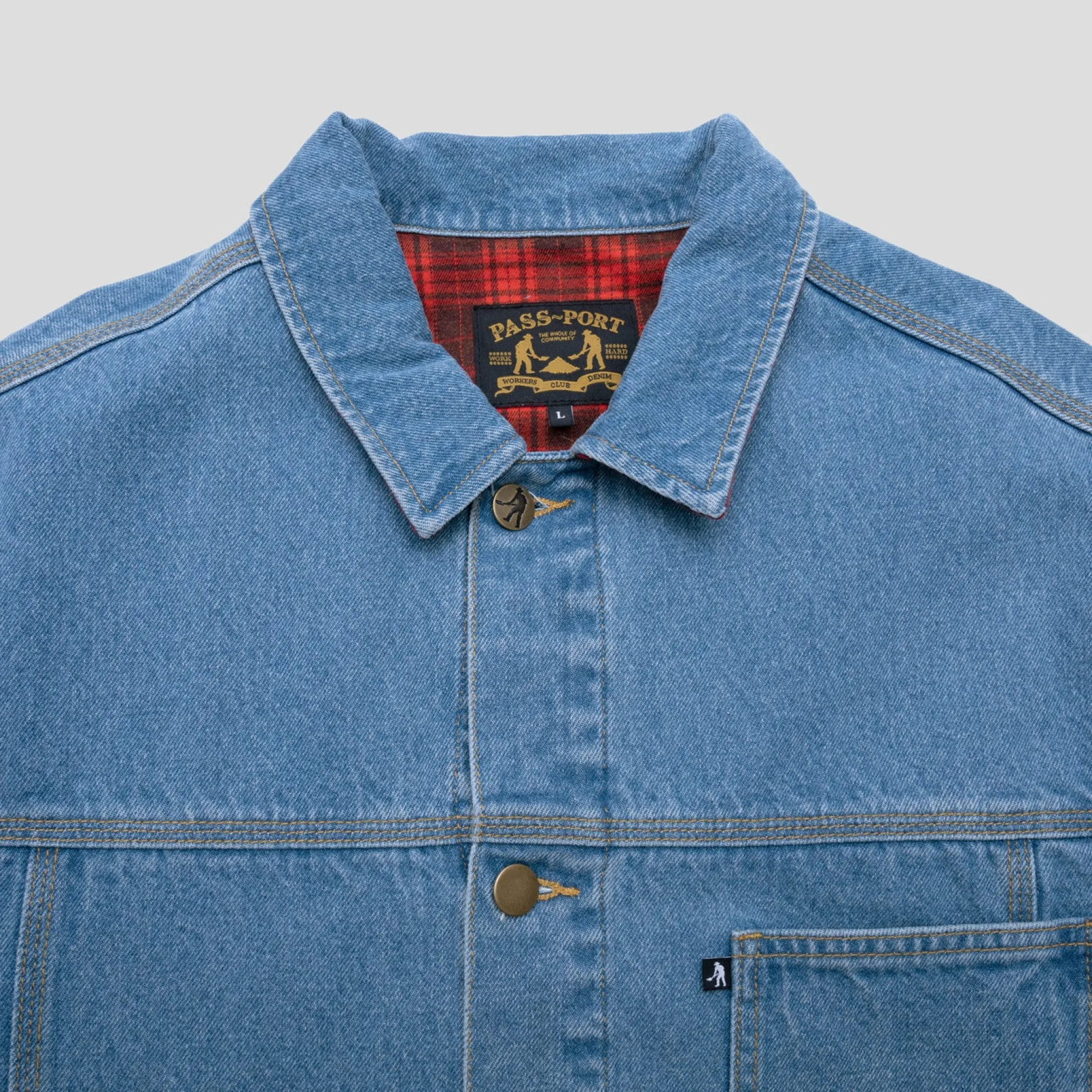 Pass~Port Workers Club Lined Denim Jacket - Washed Light Indigo