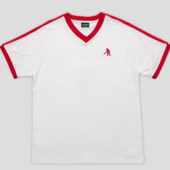 Pass~Port Workers Stripe Organic Cotton Jersey - White / Red