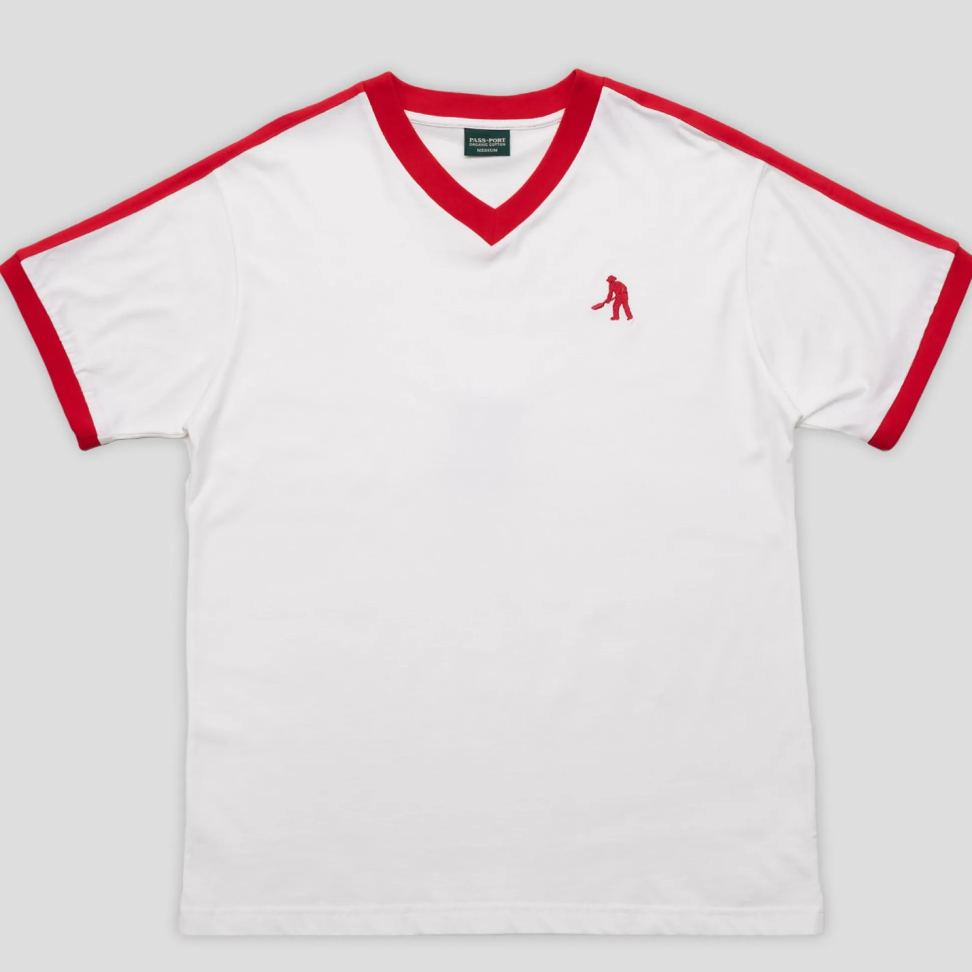 Pass~Port Workers Stripe Organic Cotton Jersey - White / Red