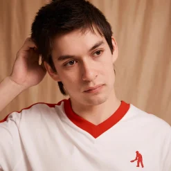 Pass~Port Workers Stripe Organic Cotton Jersey - White / Red