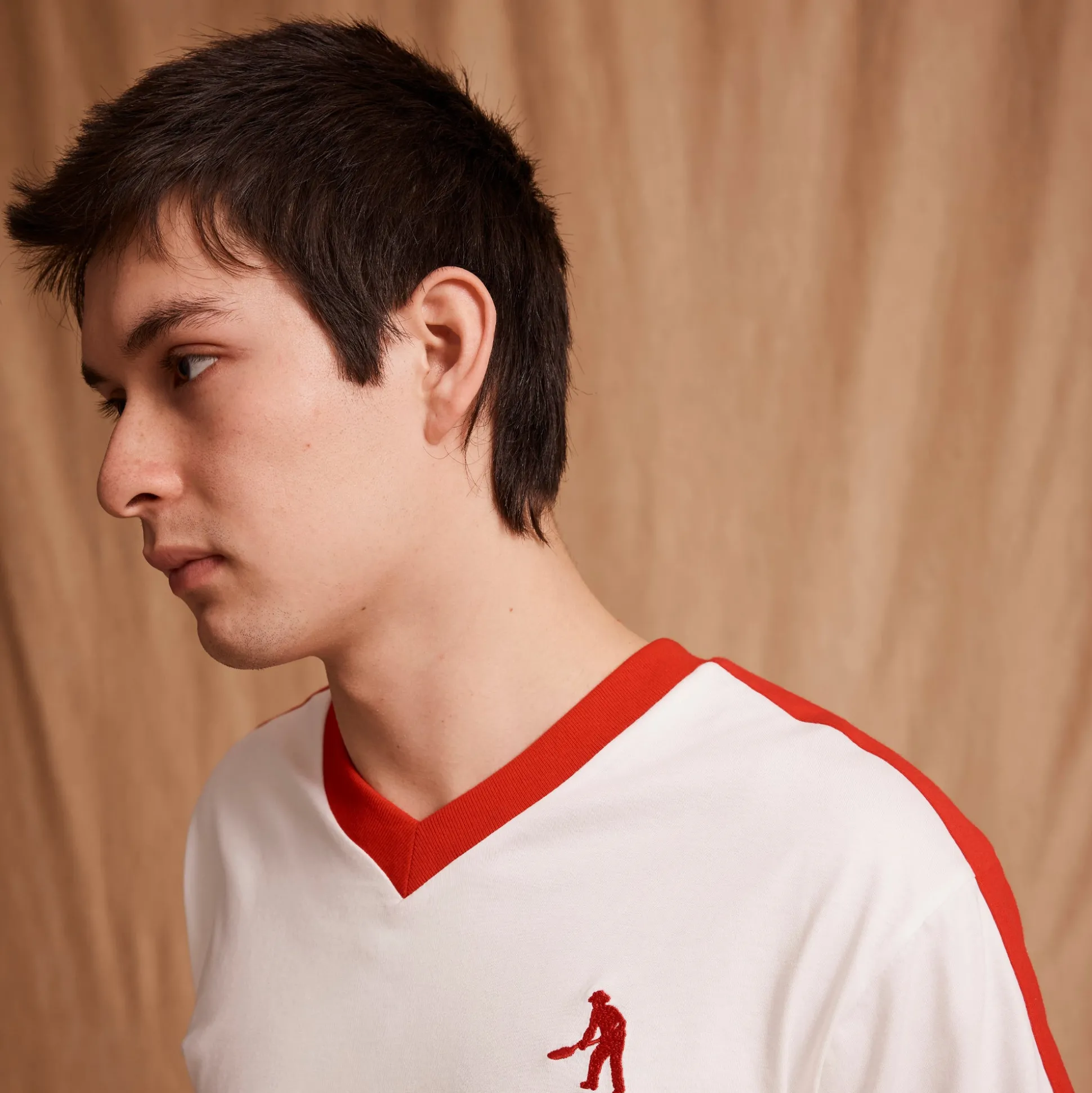 Pass~Port Workers Stripe Organic Cotton Jersey - White / Red