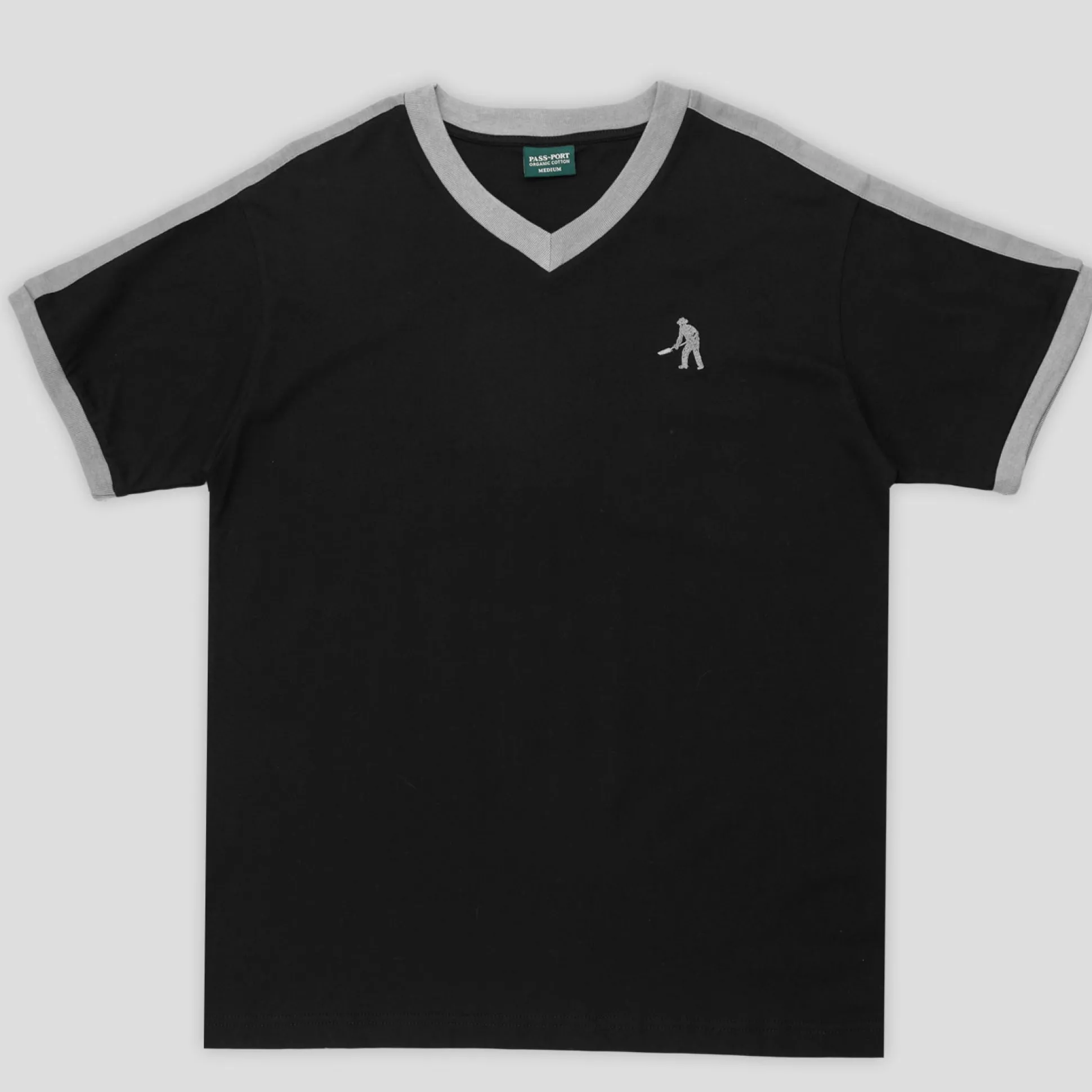 Pass~Port Workers Stripe Organic Cotton Jersey - Black / Grey