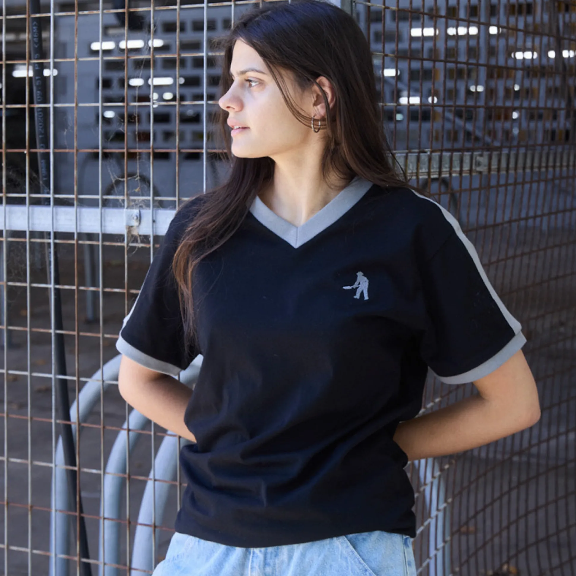 Pass~Port Workers Stripe Organic Cotton Jersey - Black / Grey