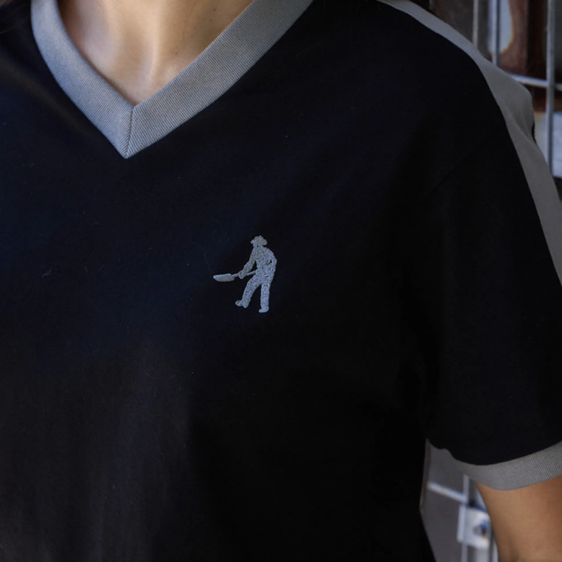 Pass~Port Workers Stripe Organic Cotton Jersey - Black / Grey