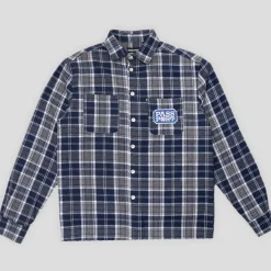 Pass~Port Yearbook Logo Workers Flannel - Navy