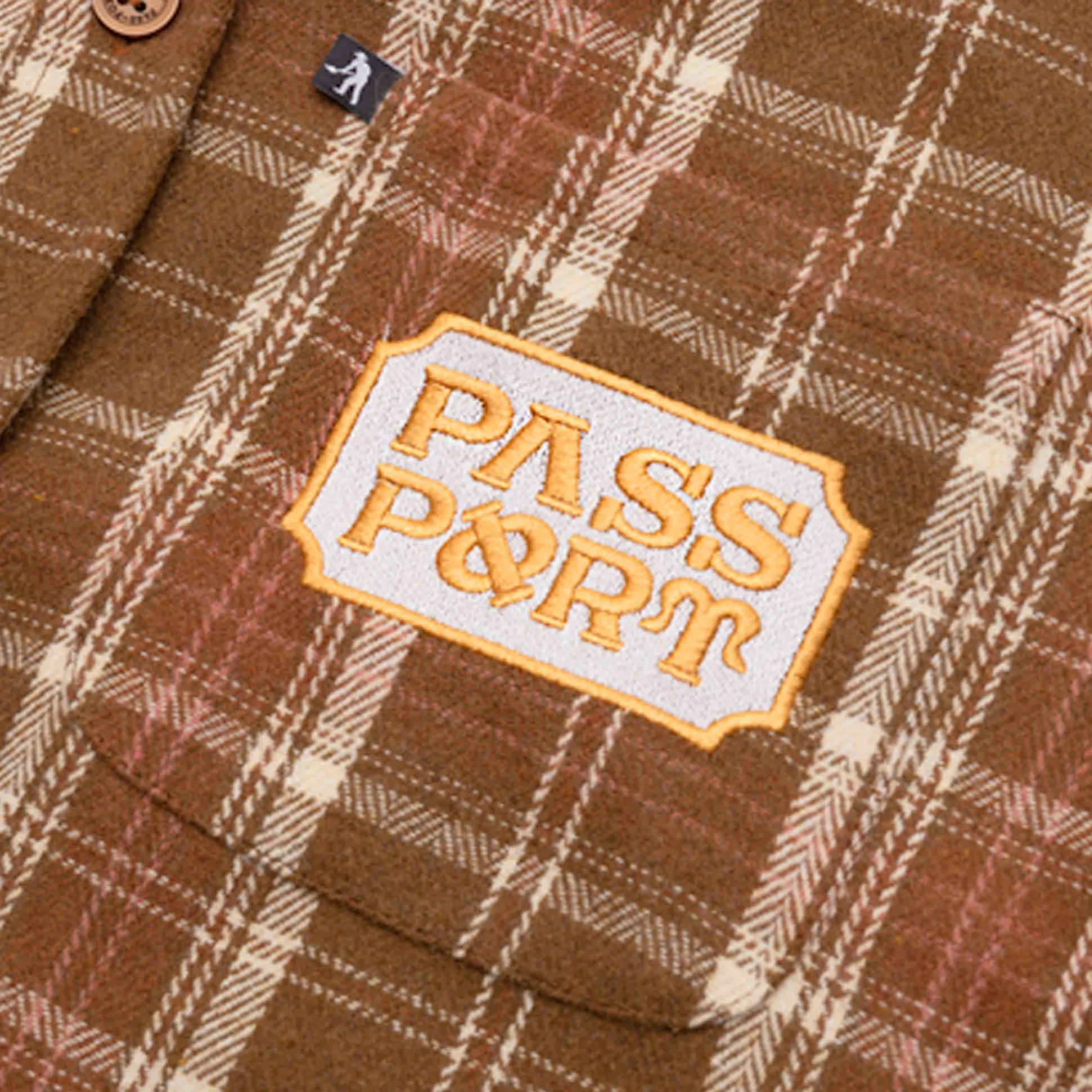 Pass~Port Yearbook Logo Workers Flannel - Caramel