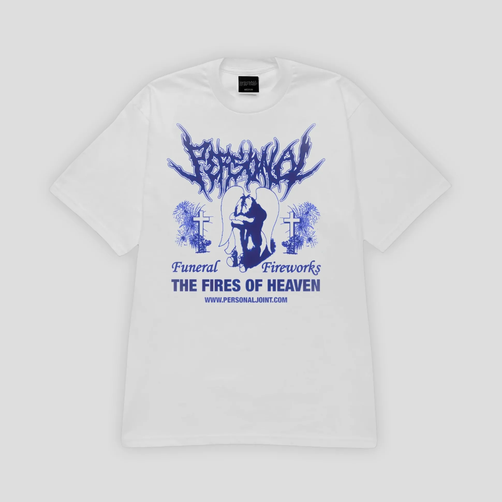 Personal Joint Funeral Fireworks Tee - White / Blue