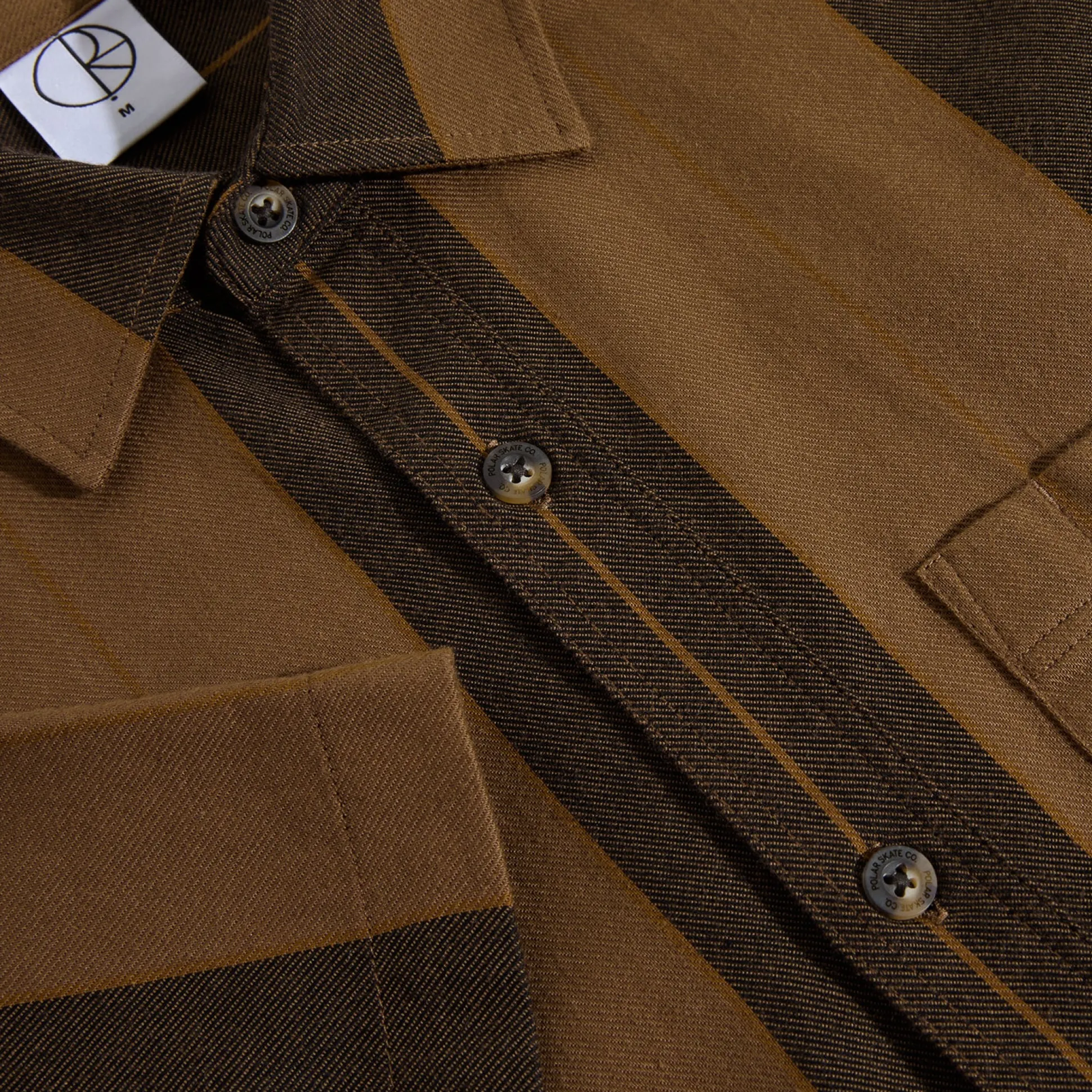 Polar Skate Co. Mitchell Shirt - Brown Block Stripe