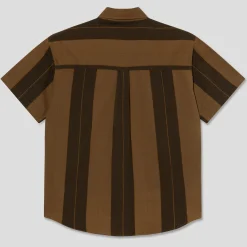 Polar Skate Co. Mitchell Shirt - Brown Block Stripe