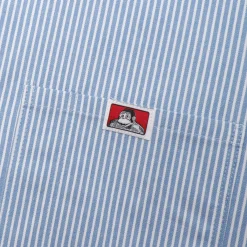 Ben Davis Striped 1/2 Zip Short-Sleeve Shirt - Blue