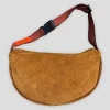 Bichon Pockets Everyday Suede Crossbody Slouch Bag - Camel