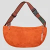 Bichon Pockets Everyday Suede Crossbody Slouch Bag - Burnt OJ