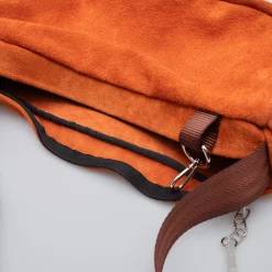 Bichon Pockets Everyday Suede Crossbody Slouch Bag - Burnt OJ