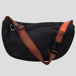 Bichon Pockets Everyday Suede Crossbody Slouch Bag - Black