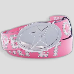 Carpet Company Rhinestone Leather Belt - Hot Pink