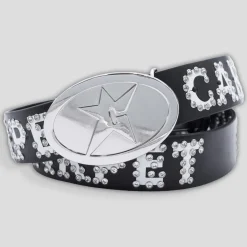 Carpet Company Rhinestone Leather Belt - Black