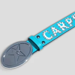 Carpet Company Rhinestone Leather Belt - Carolina Blue