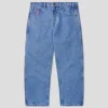 Cash Only Logo Baggy Denim Jeans - Light Indigo