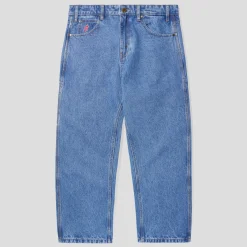 Cash Only Logo Baggy Denim Jeans - Light Indigo