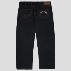 Cash Only Logo Baggy Denim Jeans - Washed Black