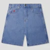 Cash Only Logo Denim Shorts - Washed Indigo