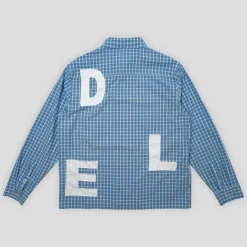 Hoddle Melange Long Sleeve Shirt - Blue Ginghan / White