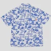 HODDLE "SCATTERED LOGO" CAMP SHIRT WHITE/BLUE