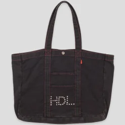 Hoddle Thunderdome Denim Tote Bag - Black Denim / Red Contrast Stitch