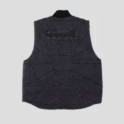 Hoddle Zip Up Carpenter Vest - Black Denim Wash