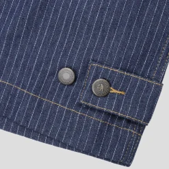Pass~Port Long Con Striped Denim Packers Jacket - Dark Indigo