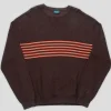 Pass~Port Organic Cotton Stripe Knit Sweater - Choc / Orange