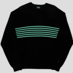Pass~Port Organic Cotton Stripe Knit Sweater - Black / Green