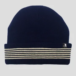 Pass~Port Organic Cotton Stripe Knit Beanie - Navy / Cream