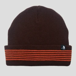 Pass~Port Organic Cotton Stripe Knit Beanie - Chocolate / Orange