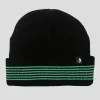 Pass~Port Organic Cotton Stripe Knit Beanie - Black / Green